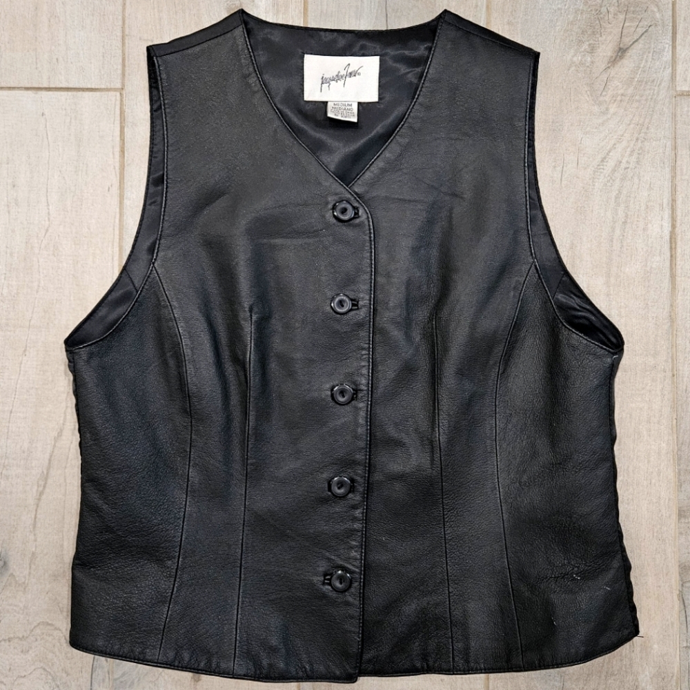 Jacqueline Ferrar Black Genuine Leather Vest
